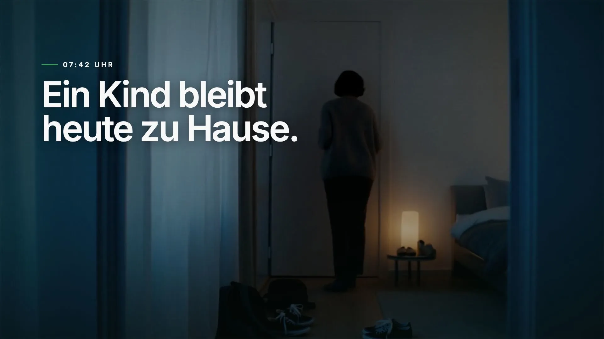Standbild aus dem MealTime Werbespot: 07:42 Uhr — ein Kind bleibt heute zu Hause